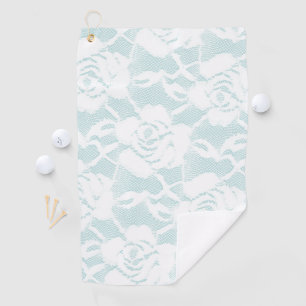 Mint and white lace roses floral golf towel