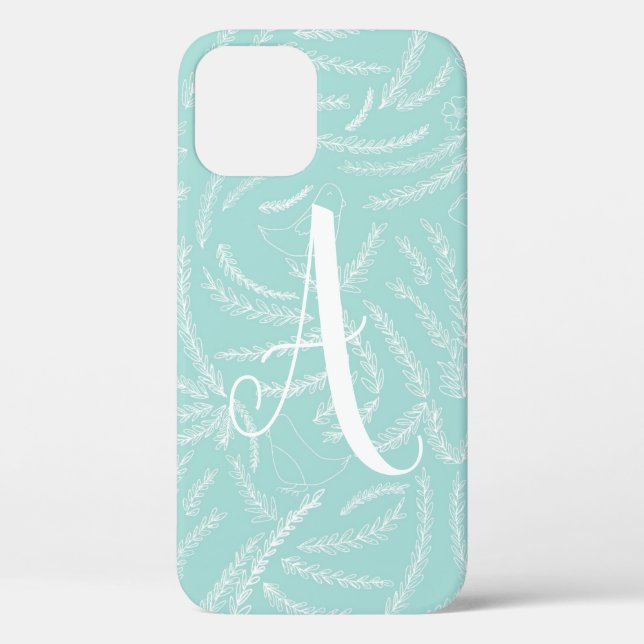 Mint and White Personalised Phone Case (Back)