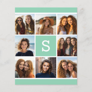 Mint and White Photo Collage with Monogram