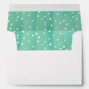 Mint and White Watercolor Dots Envelopes