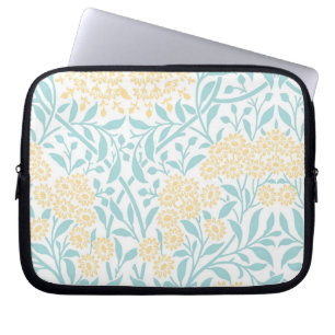Mint and Yellow Floral Damask Pattern Laptop Sleeve