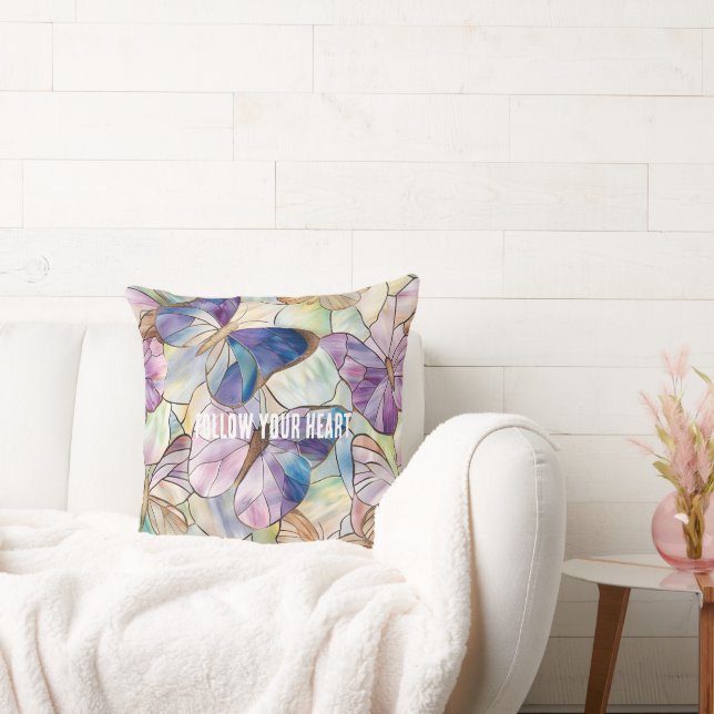 Mint Aqua Blue Purple Butterflies Cushion (Couch)