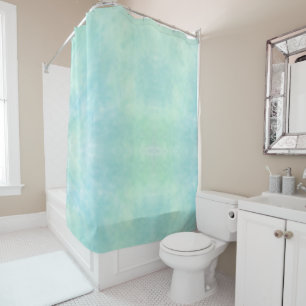 Mint Aqua Blue Tie Dye Watercolor Shower Curtain
