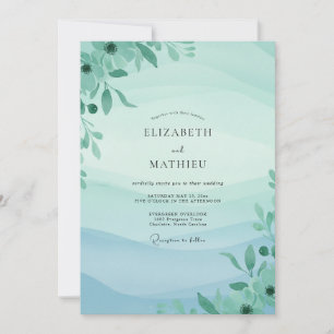 Mint Aqua Foliage Eucalyptus Wedding Invitation