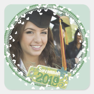 Mint Aqua Graduation Photo Stickers