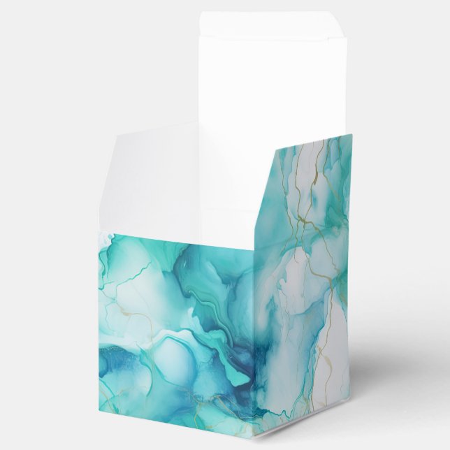 Mint Aqua Ink Marble Favour Box (Opened)