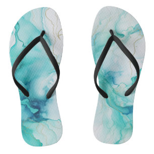 Mint Aqua Ink Marble Thongs