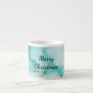 Mint Aqua Pearl Gold Marble  Espresso Cup