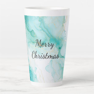 Mint Aqua Pearl Gold Marble  Latte Mug