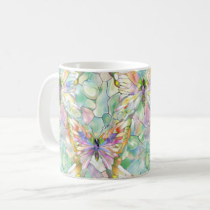 Mint Aqua Purple Butterflies Coffee Mug