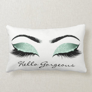 Mint Aqua Tiffany Makeup Lashes Hello Gorgeous Lumbar Cushion