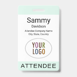 Mint Attendee Badge Event Logo Clip Lanyard Reel ID Badge