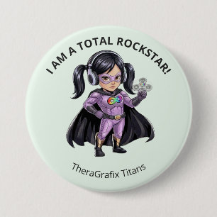 Mint Autism Chloe I Am A Rockstar Button