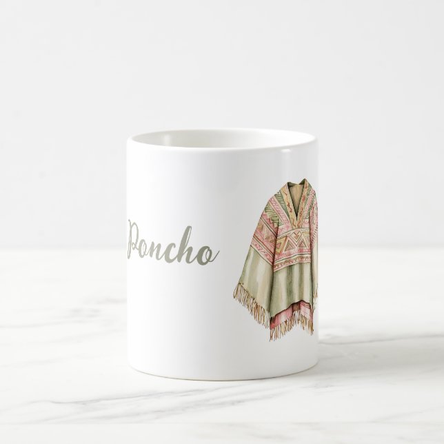 Mint Avocado Pink Poncho Coffee Mug (Center)