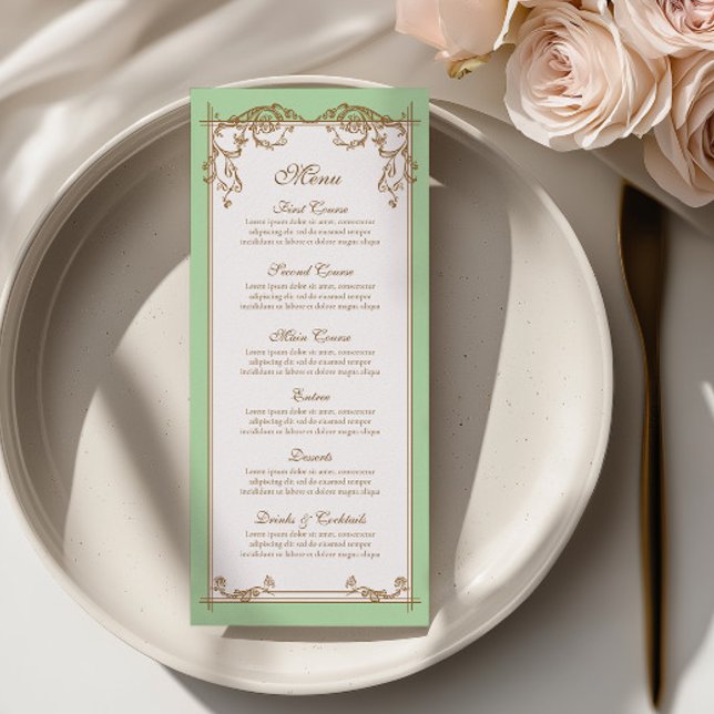 Mint Baroque Wedding Menu Card (Creator Uploaded)