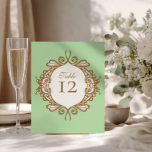 Mint Baroque Wedding Table Number Pedestal Sign