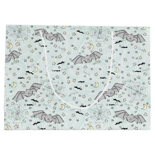 Mint Bats Spooky Cute Gender Neutral Large Gift Bag
