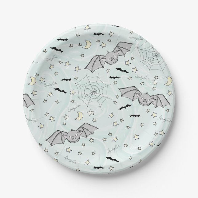 Mint Batty, Stars & Moons Spooky Cute Paper Plate (Front)