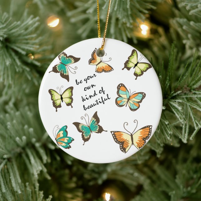 Mint Be Your Own Beautiful Butterflies Ceramic Ornament (Tree)