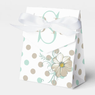 MINT BISQUE DOTS STRIPES Monogrammed Favour Box