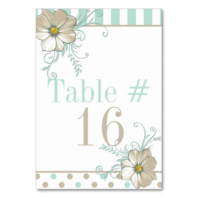 MINT BISQUE DOTS STRIPES Table Card (Front)