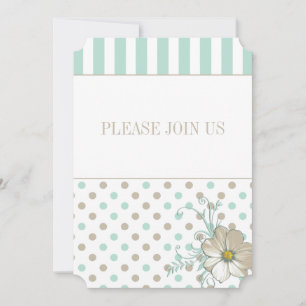 MINT BISQUE DOTS STRIPES Wedding Invitation