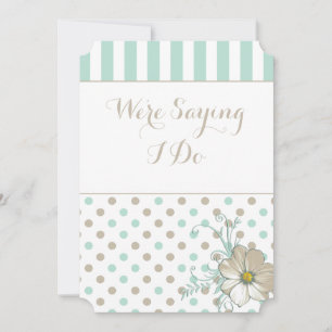MINT BISQUE DOTS STRIPES Wedding Invitation