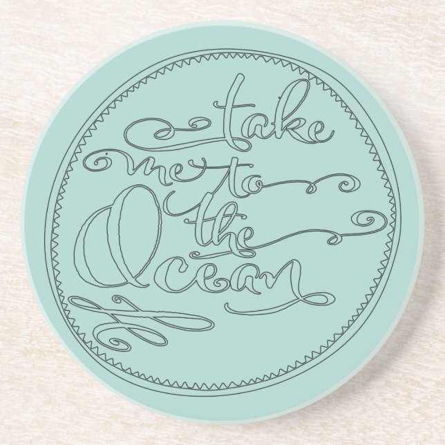 Mint Black Beach Ocean Coaster (Front)