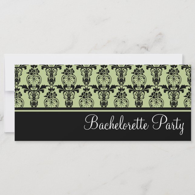 Mint & Black Damask Bachelorette Party Invitation (Front)