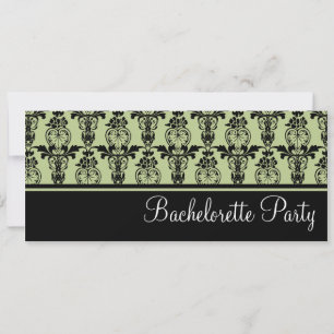 Mint & Black Damask Bachelorette Party Invitation