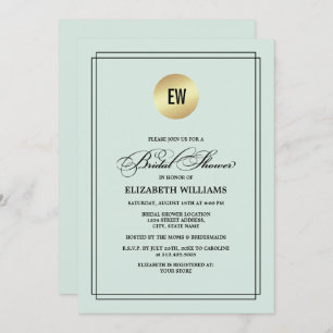Mint   Black Elegant Minimalist Bridal Shower  Invitation