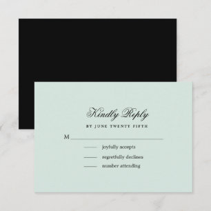 Mint Black Elegant Minimalist Wedding RSVP Card
