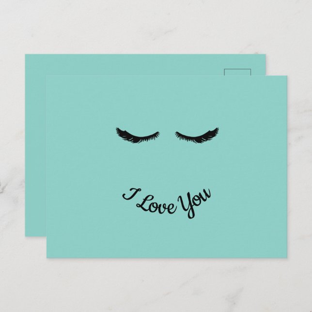 Mint Black Eyelashes Glam Personalised  Postcard (Front/Back)
