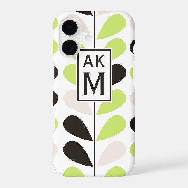 Mint & Black Floral Pattern iPhone 7 Case (Back)