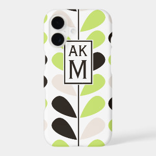 Mint & Black Floral Pattern iPhone 7 Plus Case