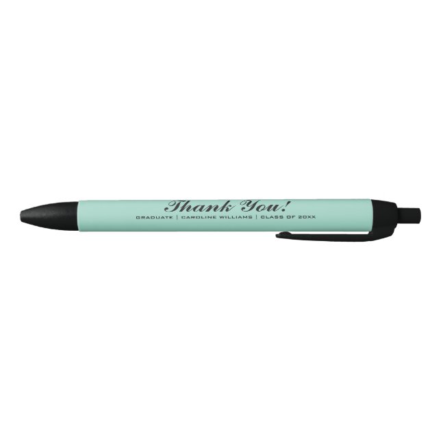 Mint & Black Graduation Party Custom Favour Ink Pen (Bottom)