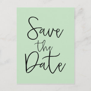 Mint & Black SAVE THE DATE Modern Script Postcard