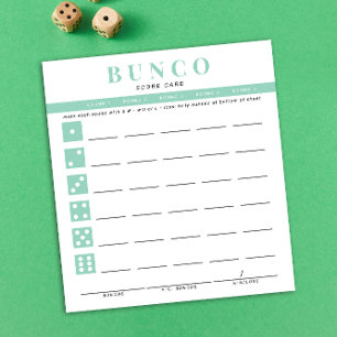 Mint Blue and White Bunco Score Card Notepad