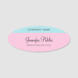 Mint Blue Blush Pink Template Hand Script Name Name Tag