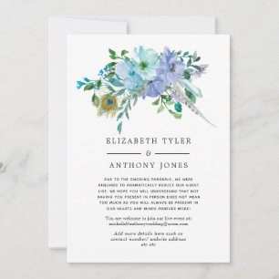 Mint & Blue Boho Floral Reduced Wedding Guest List Announcement