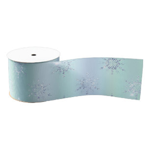 Mint Blue Christmas Snowflakes  Grosgrain Ribbon