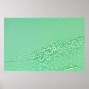 Mint blue coloured clear water surface texture wit poster