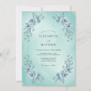 Mint Blue Ethereal Spring Wedding Invitation