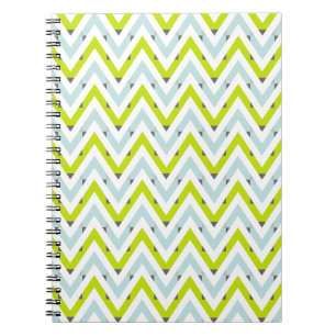 Mint Blue & Green Chevron Geometric Pattern Notebook