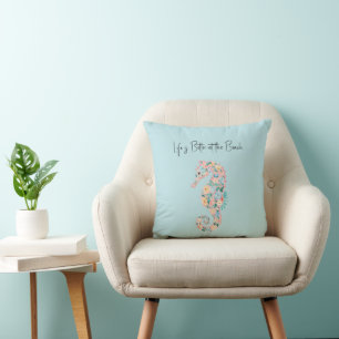 Mint Blue Green Pink Seahorses Birthday Cushion