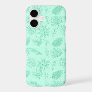 Mint Blue Leaves Pattern