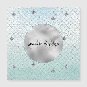 Mint Blue Ombre Silver Glitter Mermaid
