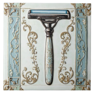 Mint Blue Shaving Razor Shaver Funny Bathroom Ceramic Tile