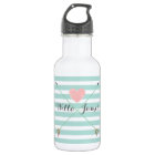 Mint Blue Stripe Arrow Monogram Water Bottle
