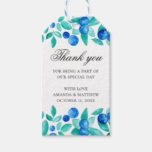 Mint blue wedding thank you. Woodland blueberry Gift Tags